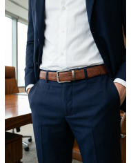 Ceinture cuir réversible : marron crispé et noir