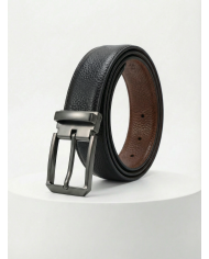 Ceinture cuir réversible : marron crispé et noir