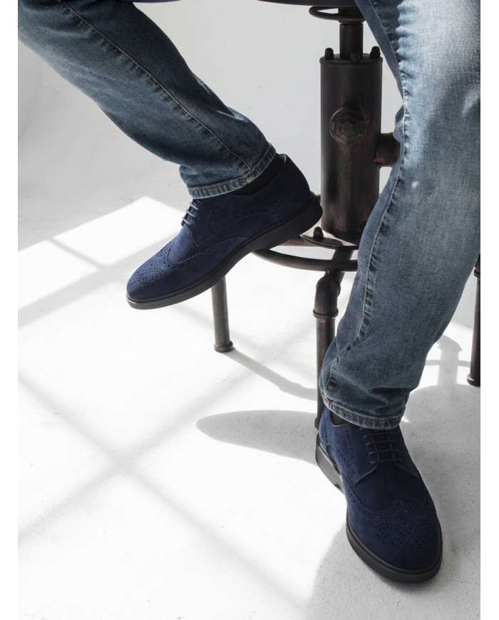 Chaussures Lorenzi en cuir daim : Bleu marine