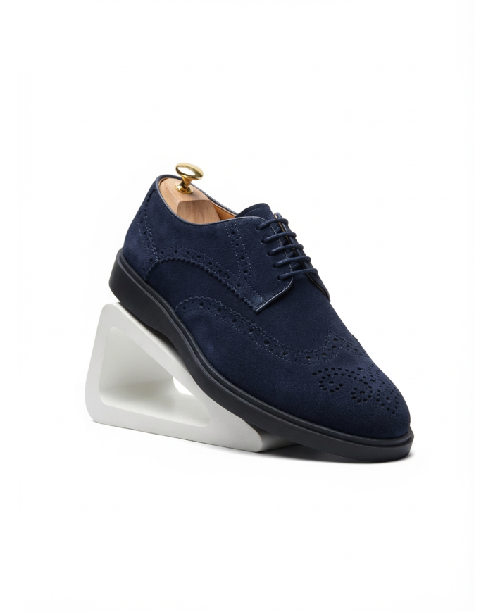 Chaussures Lorenzi en cuir daim : Bleu marine