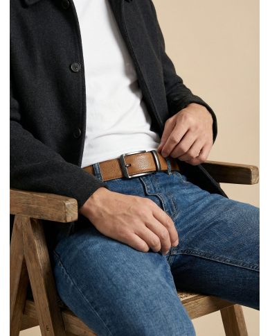 Ceinture cuir réversible : Camel et noir