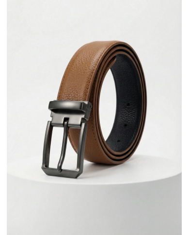 Ceinture cuir réversible : Camel et noir