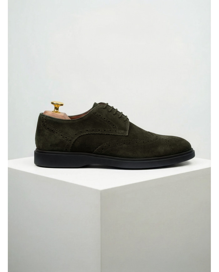 Chaussures Lorenzi en cuir daim : vert foncé