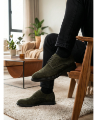 Chaussures Lorenzi en cuir daim : vert foncé