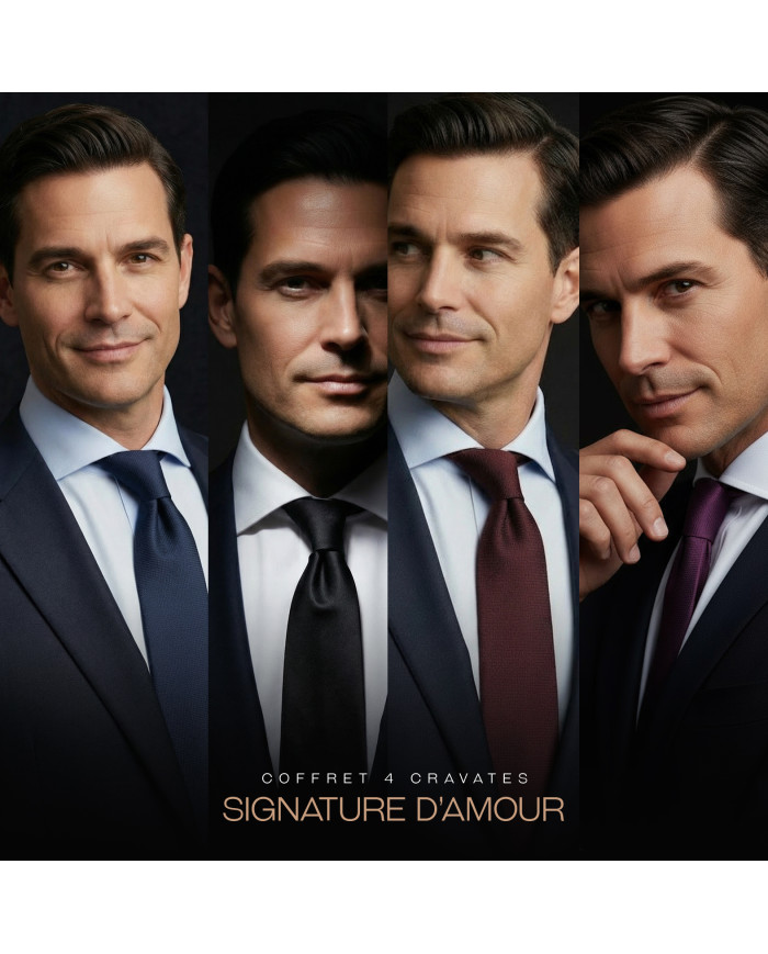 Signature d’Amour : Coffret Unis Versels pour 4 cravates