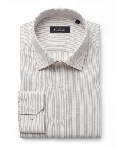 Pack 2 Chemises Col ouverte en popeline Blanche avec rayure blanche et bleu marine