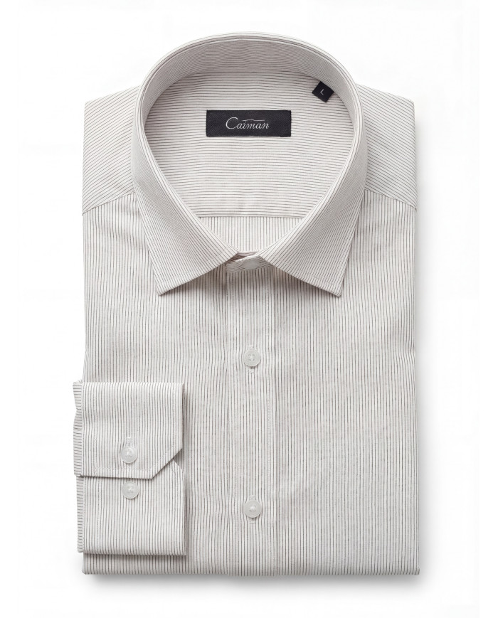 Pack 2 Chemises Col ouverte en popeline Blanche avec rayure blanche et bleu marine