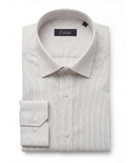 Pack 2 Chemises Col ouverte en popeline Blanche avec rayure blanche et bleu marine