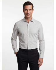 Pack 2 Chemises Col ouverte en popeline Blanche avec rayure blanche et bleu marine