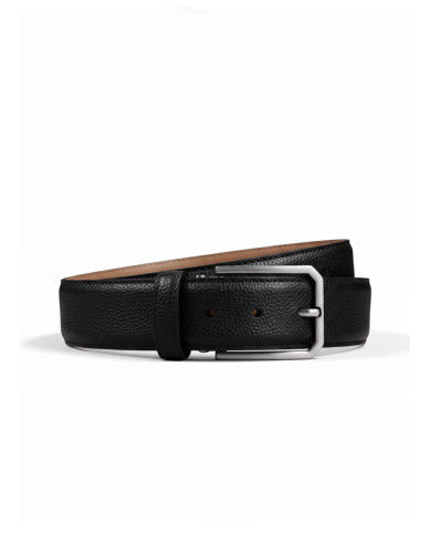 Coffret ceinture et portefeuille en cuir grainé : noir