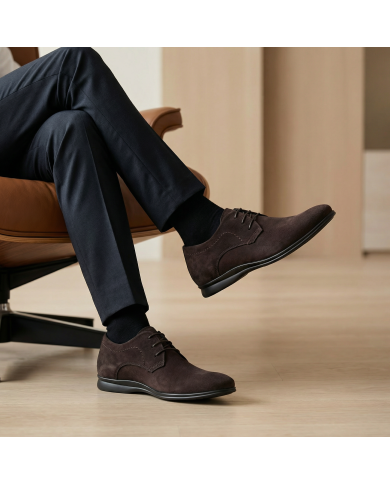 Cravate.tn | Chaussures Sport Chic Cuir en nubuck marron