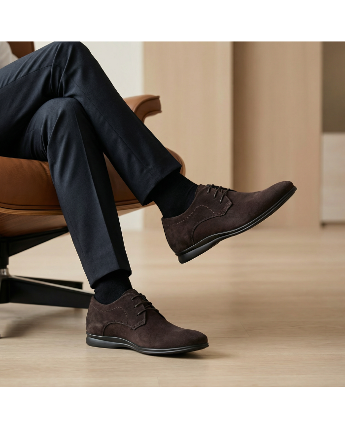 Cravate.tn | Chaussures Sport Chic Cuir en nubuck marron